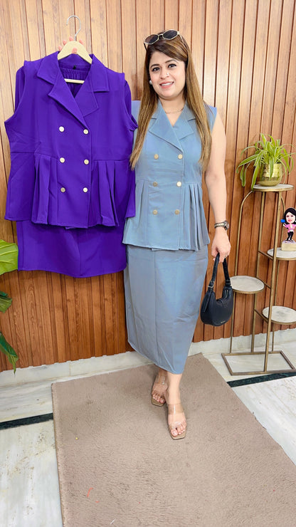 Aria Crepe Two Piece Skirt Set