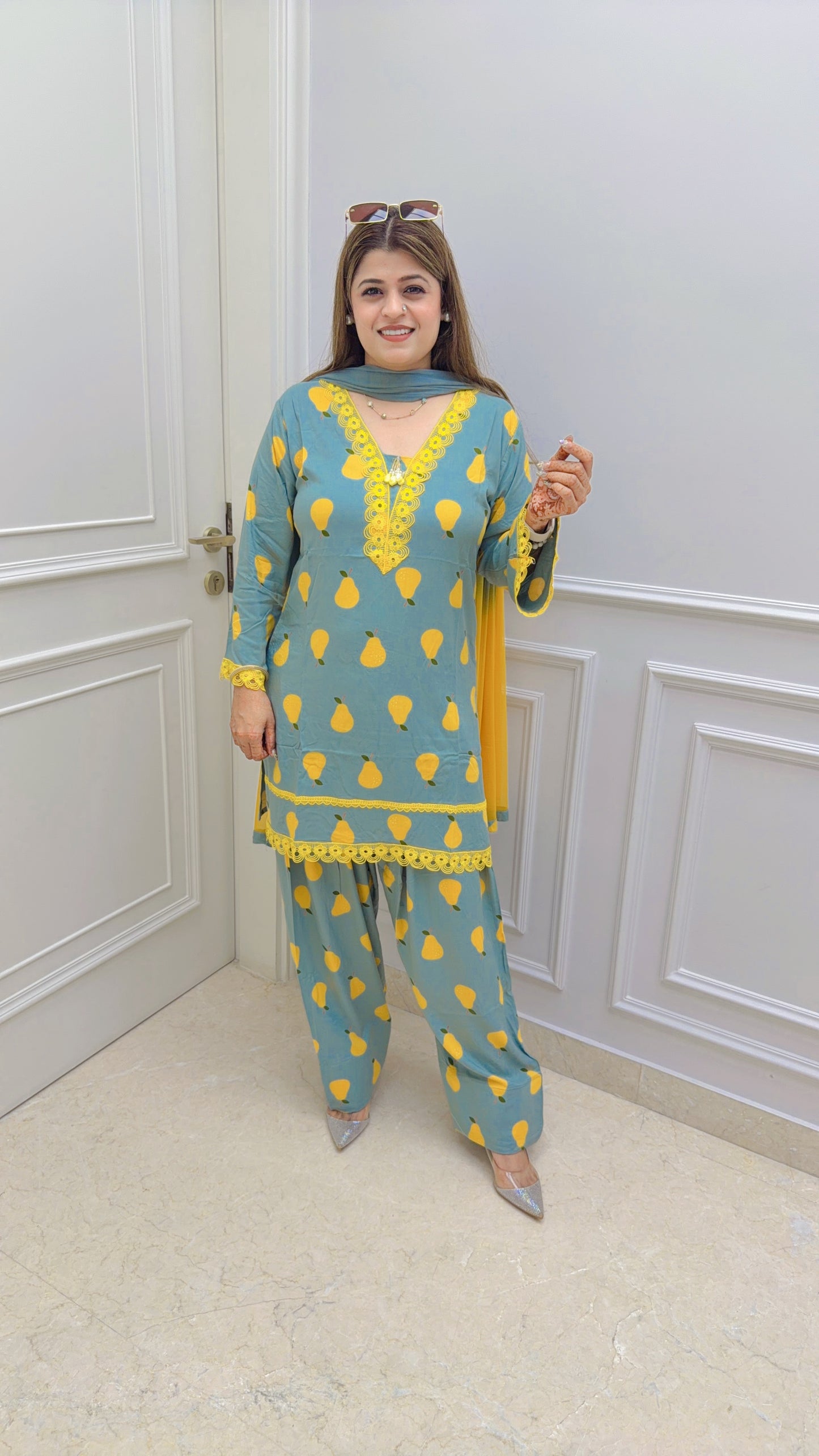Akashi Printed Farshi Three Piece Suit