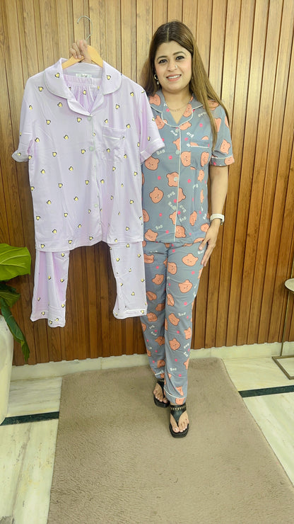 Premium Hosiery Collar Night suit