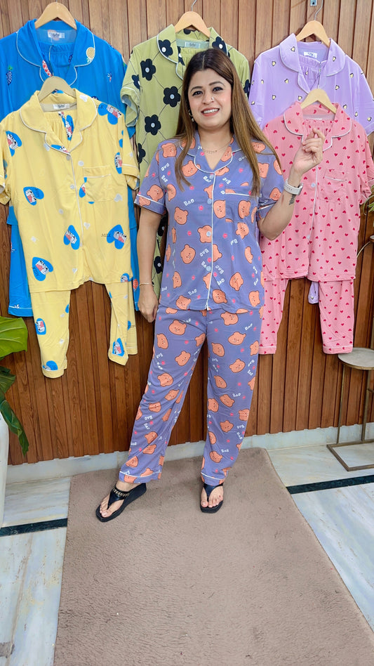 Premium Hosiery Collar Night suit