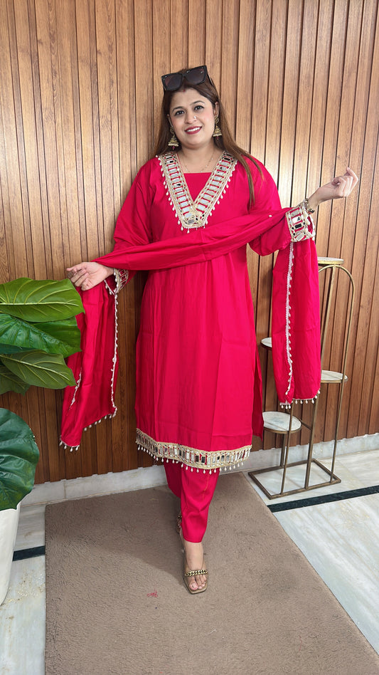 Premium Mirror work Four piece set