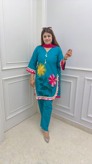 Teej Special Embroidery Three Piece Suit