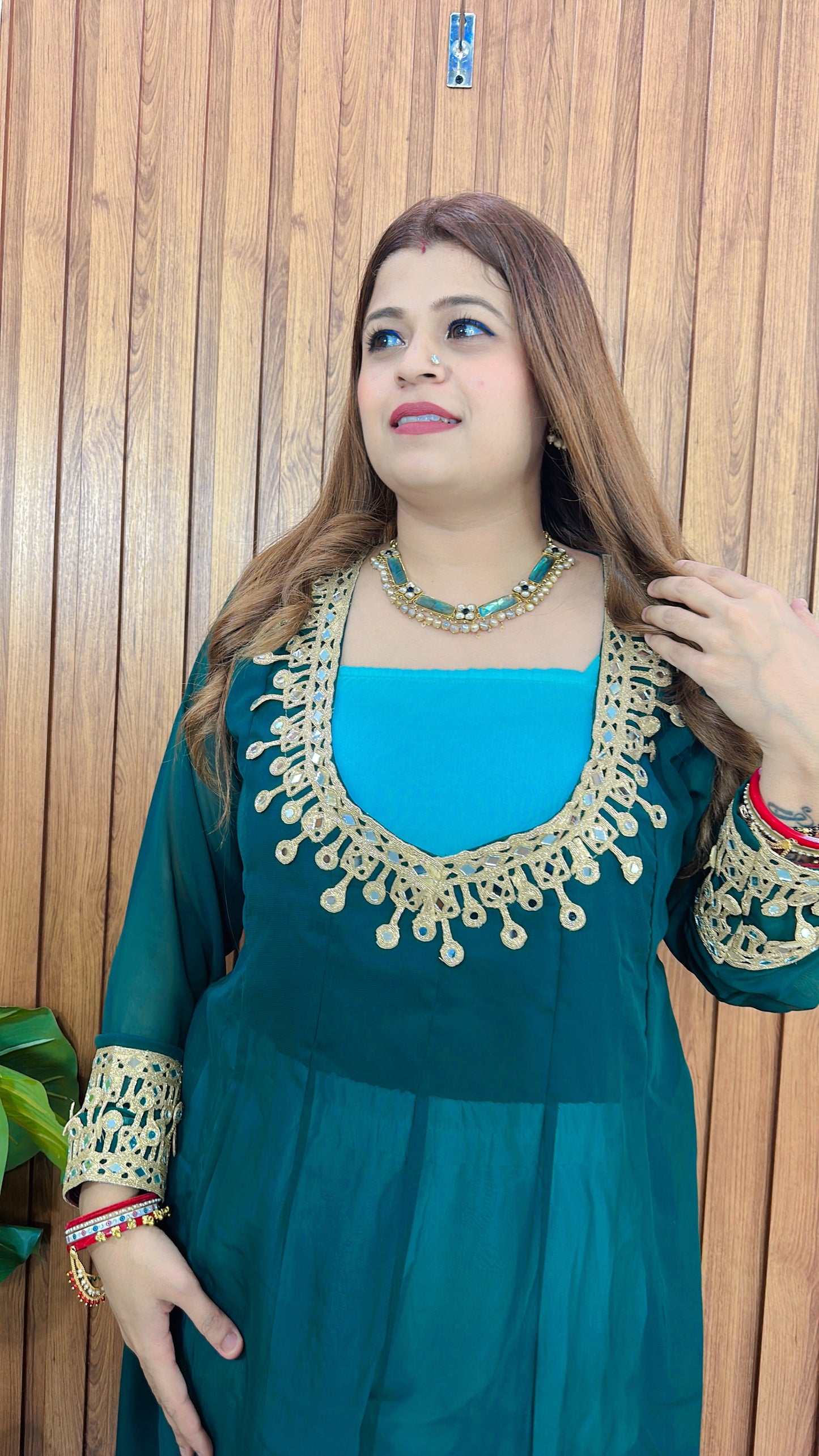 Indo western Mirror work speghetti Kurta set