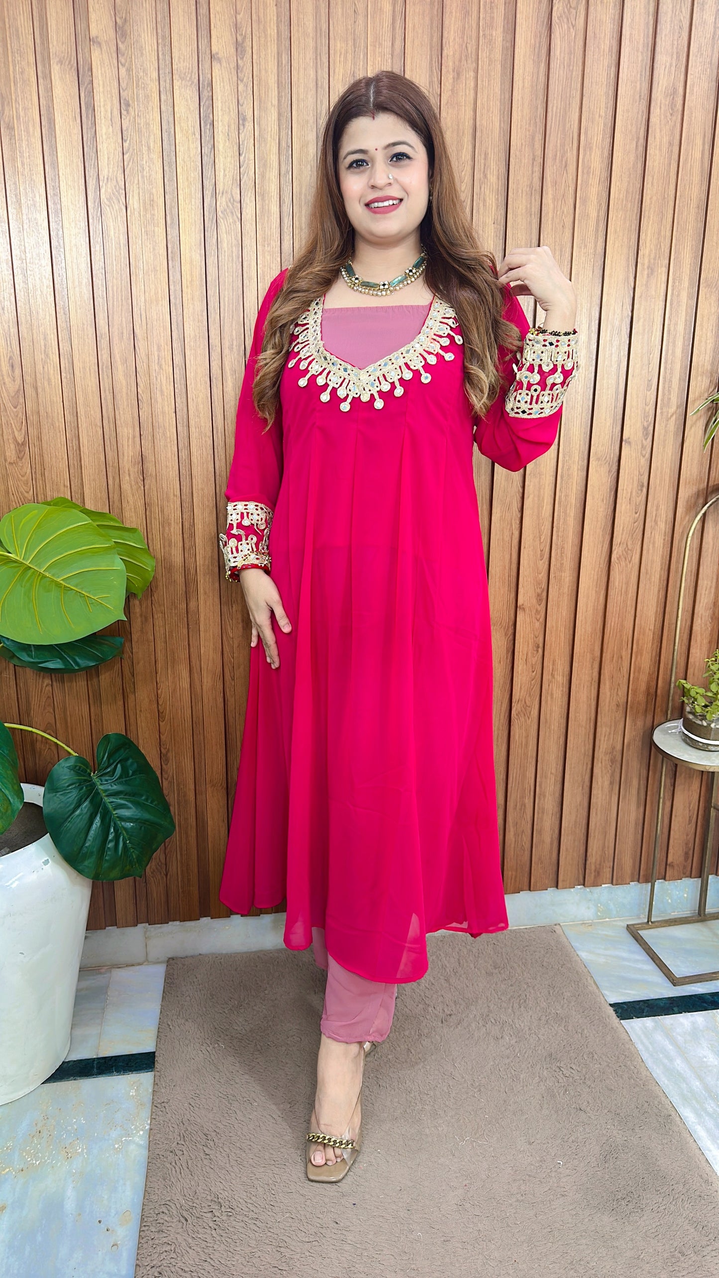 Indo western Mirror work speghetti Kurta set