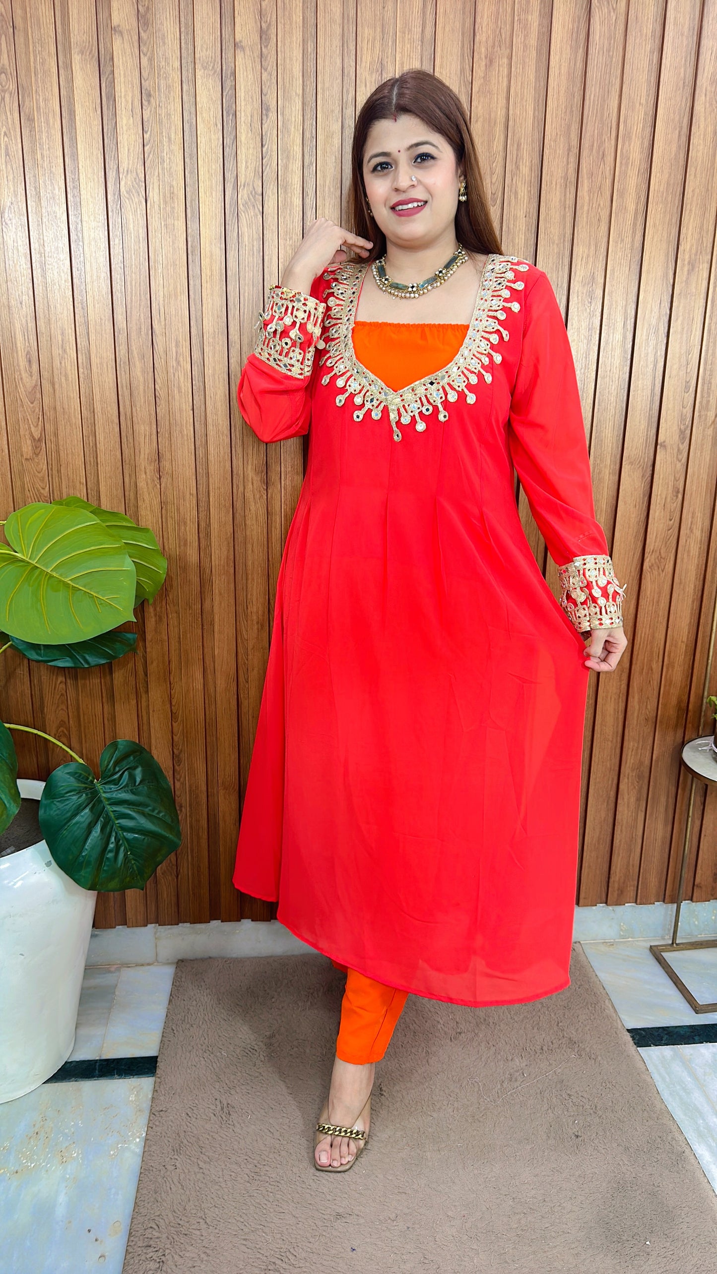 Indo western Mirror work speghetti Kurta set