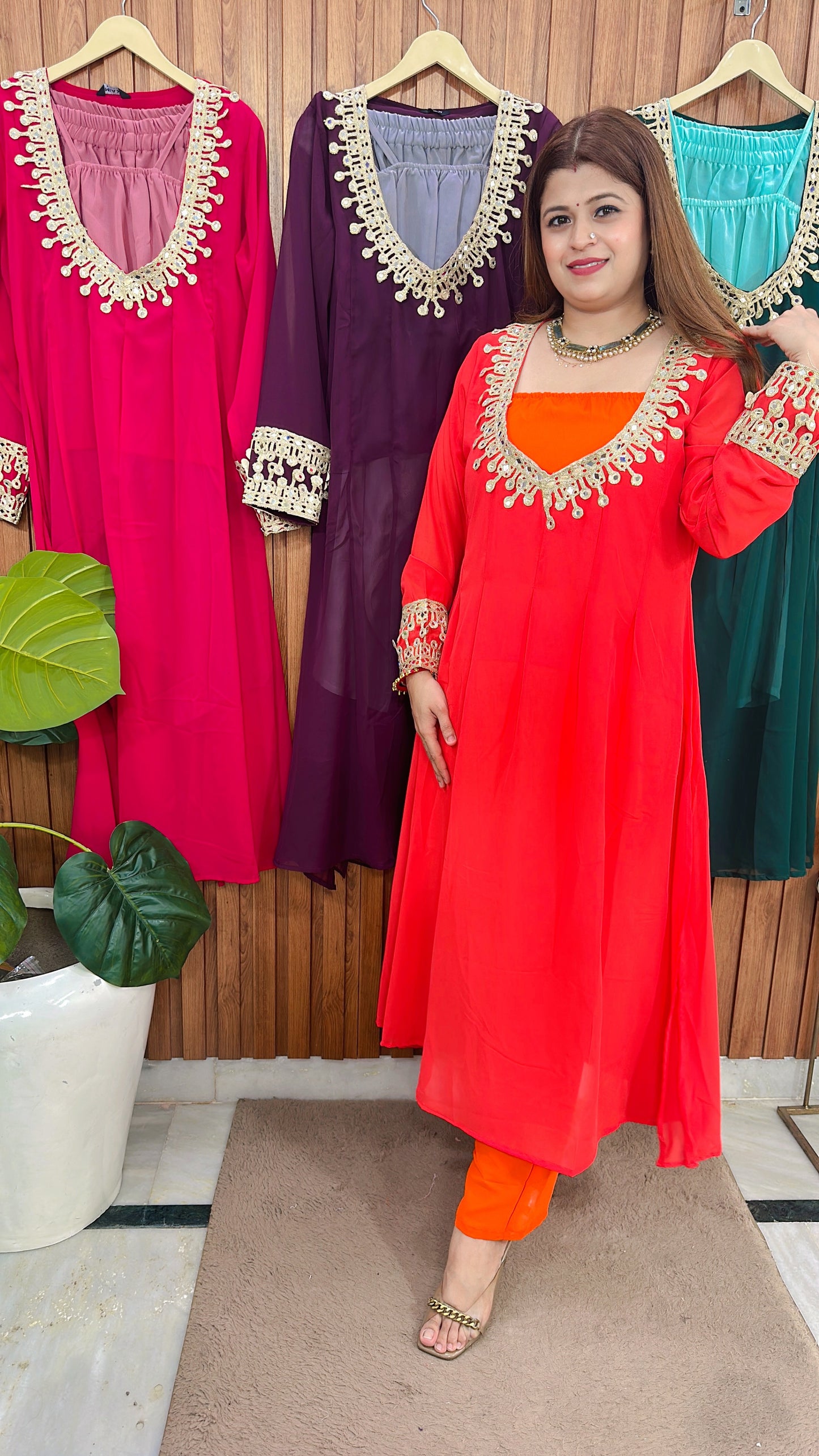 Indo western Mirror work speghetti Kurta set