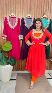 Indo western Mirror work speghetti Kurta set