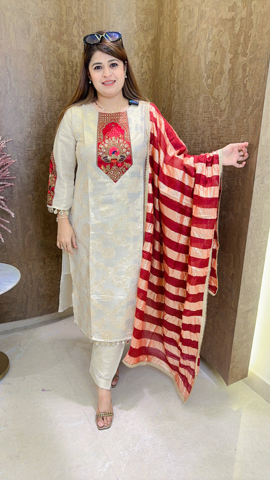 Shehnaz Golden Brocade Suit Set
