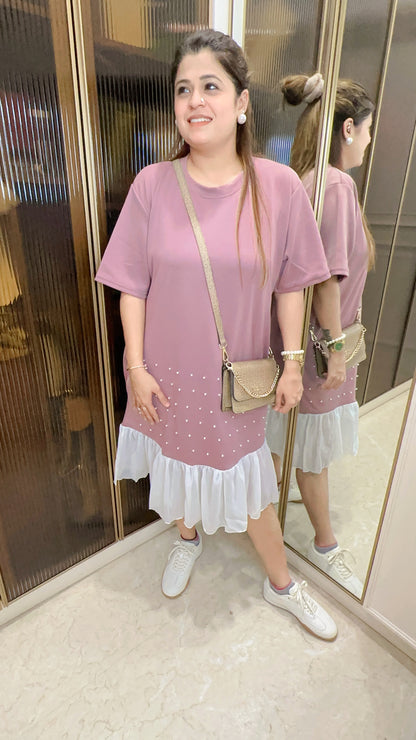 Pearl Frill Imported Lycra Dress