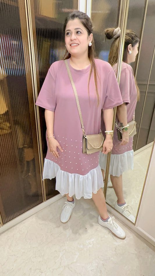 Pearl Frill Imported Lycra Dress