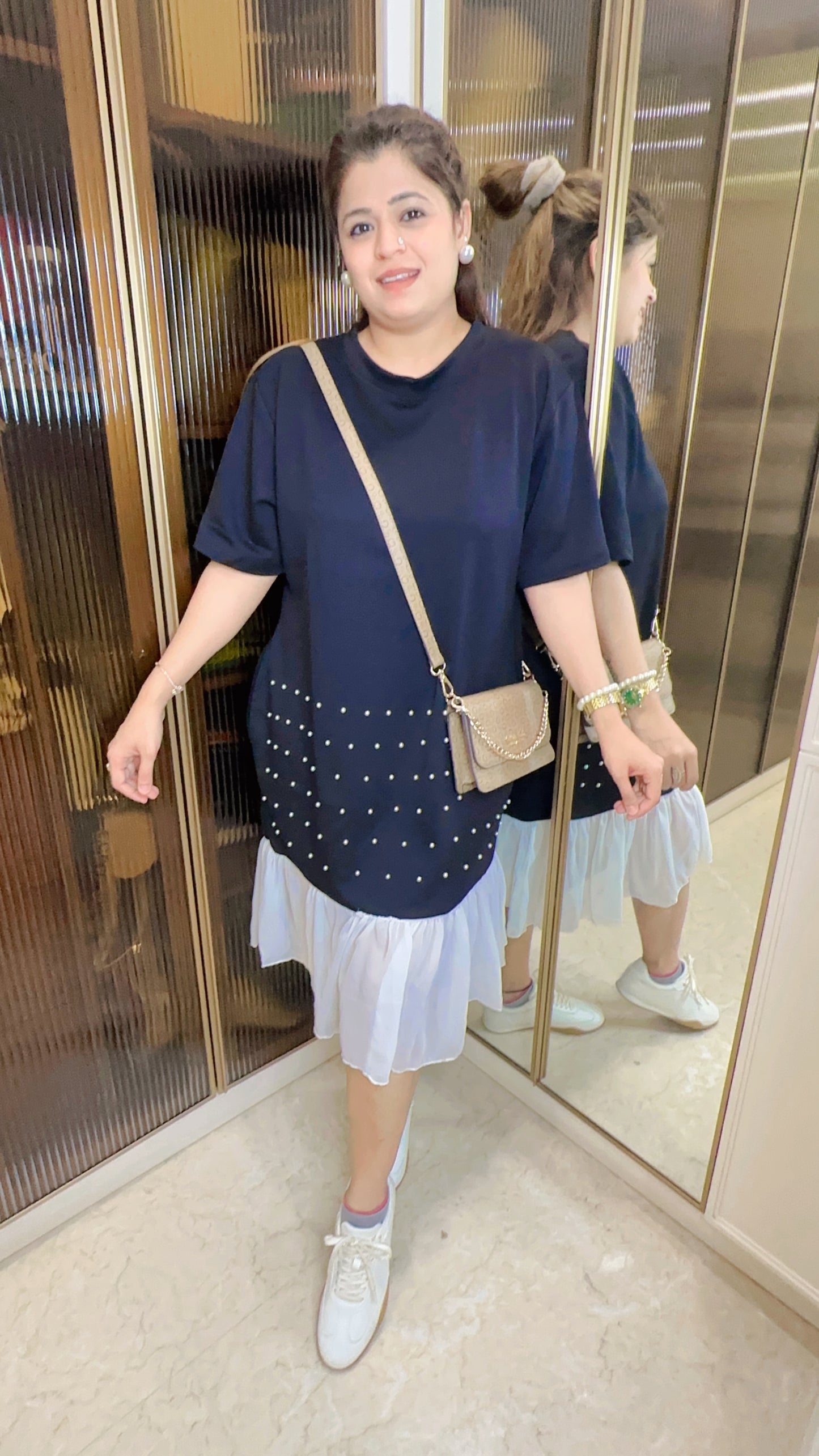 Pearl Frill Imported Lycra Dress