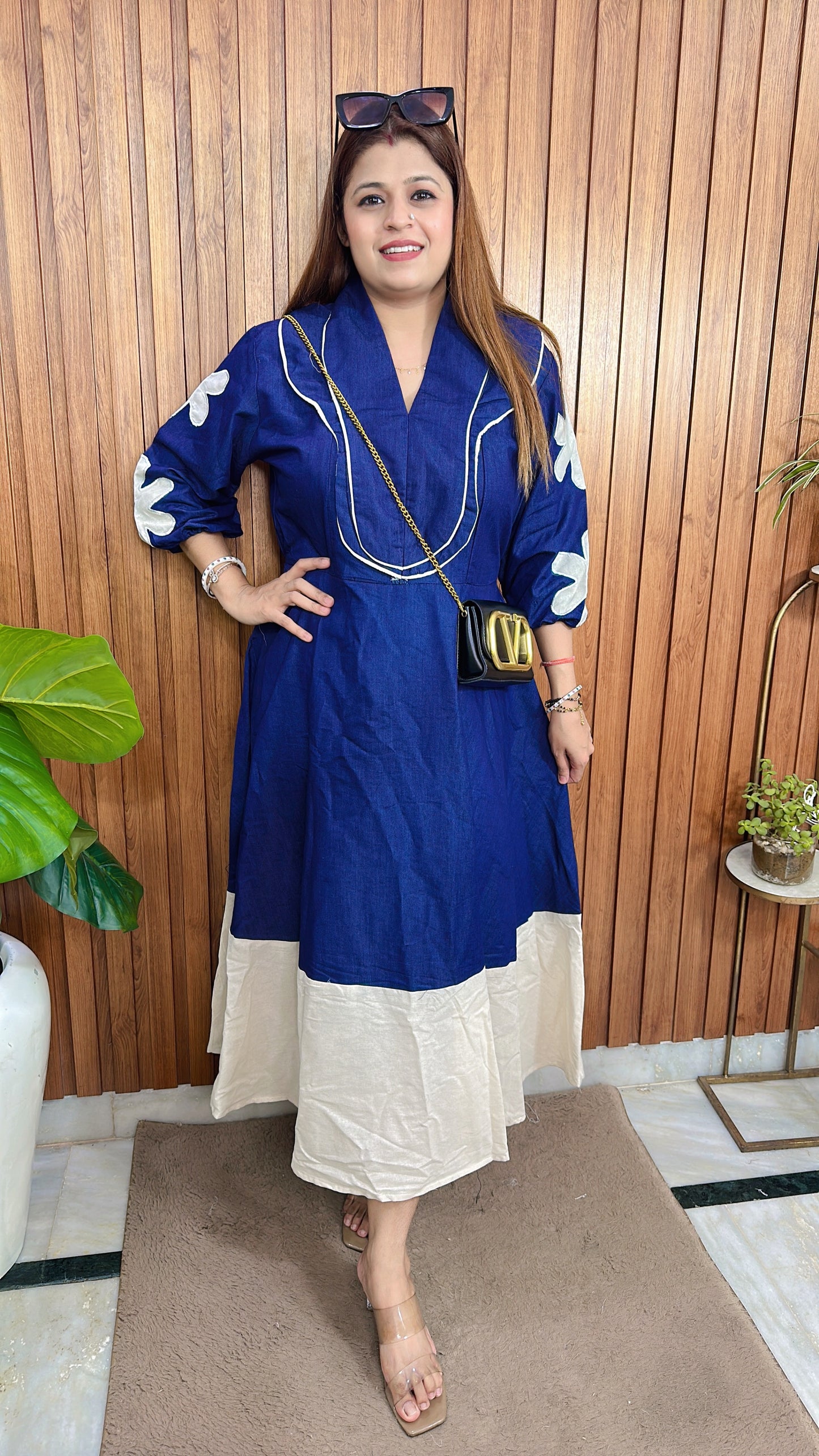 Denim floral Maxi Dress