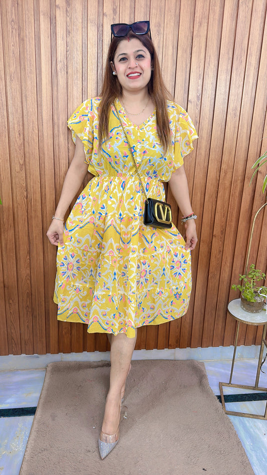 Cotton Floral Short Dress