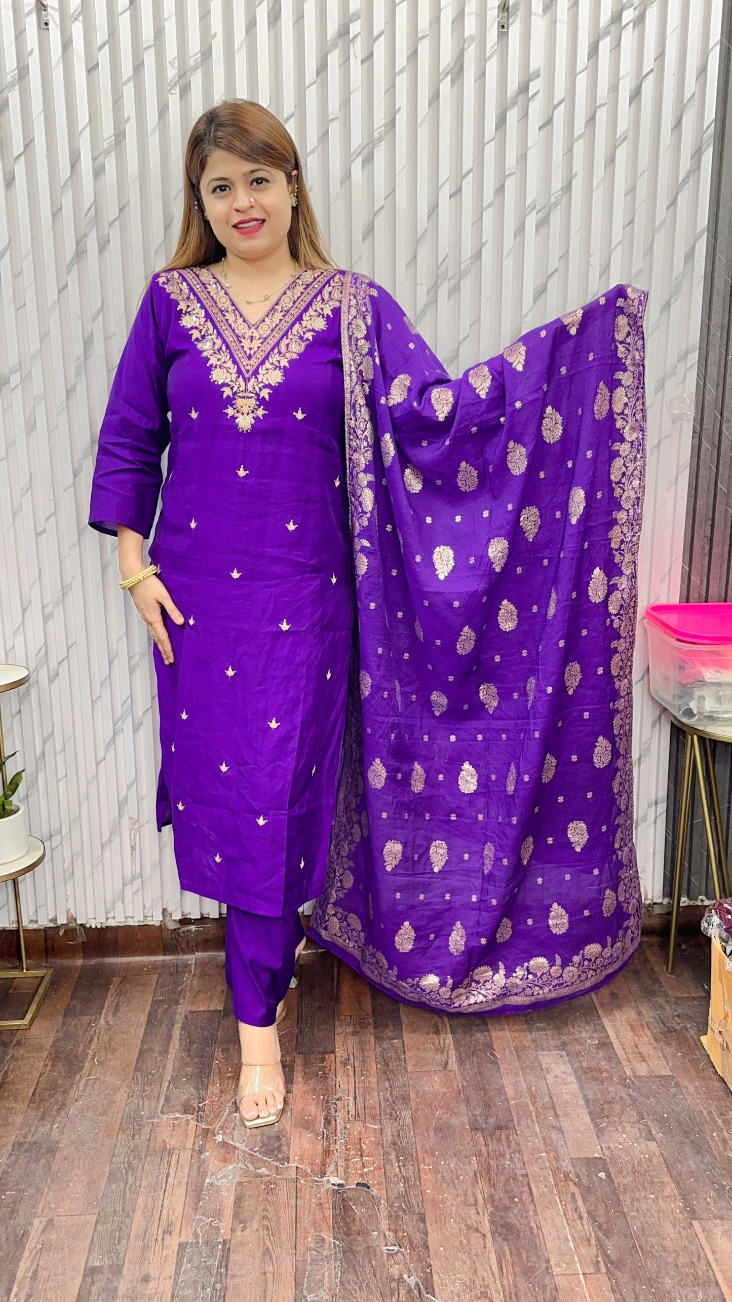 New Dola Rayon Suit Set with Banarasi Dupatta