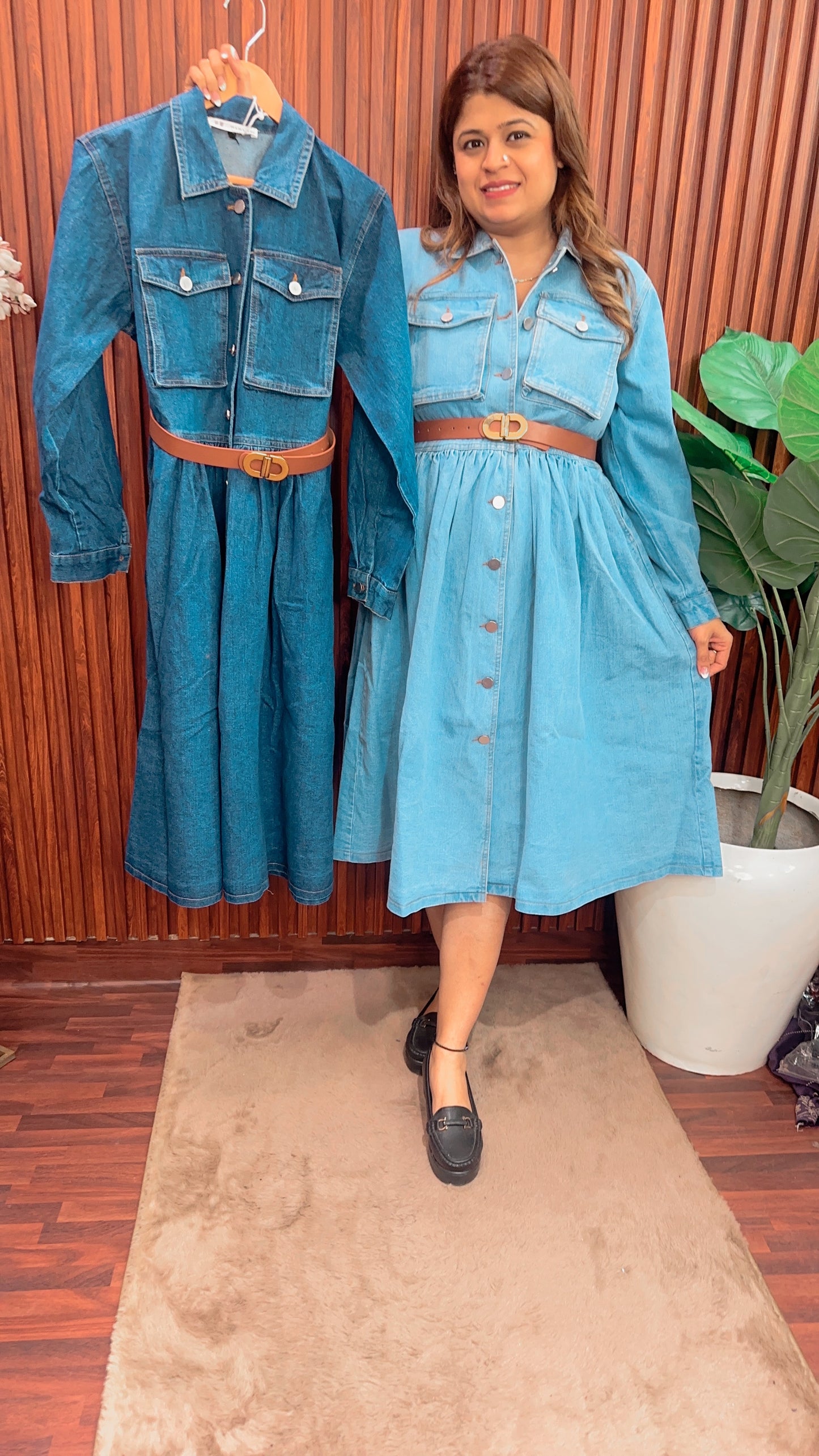 Denim Dress With Belt