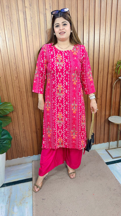 Classy C-Cut Printed Kurta Set With Plazo