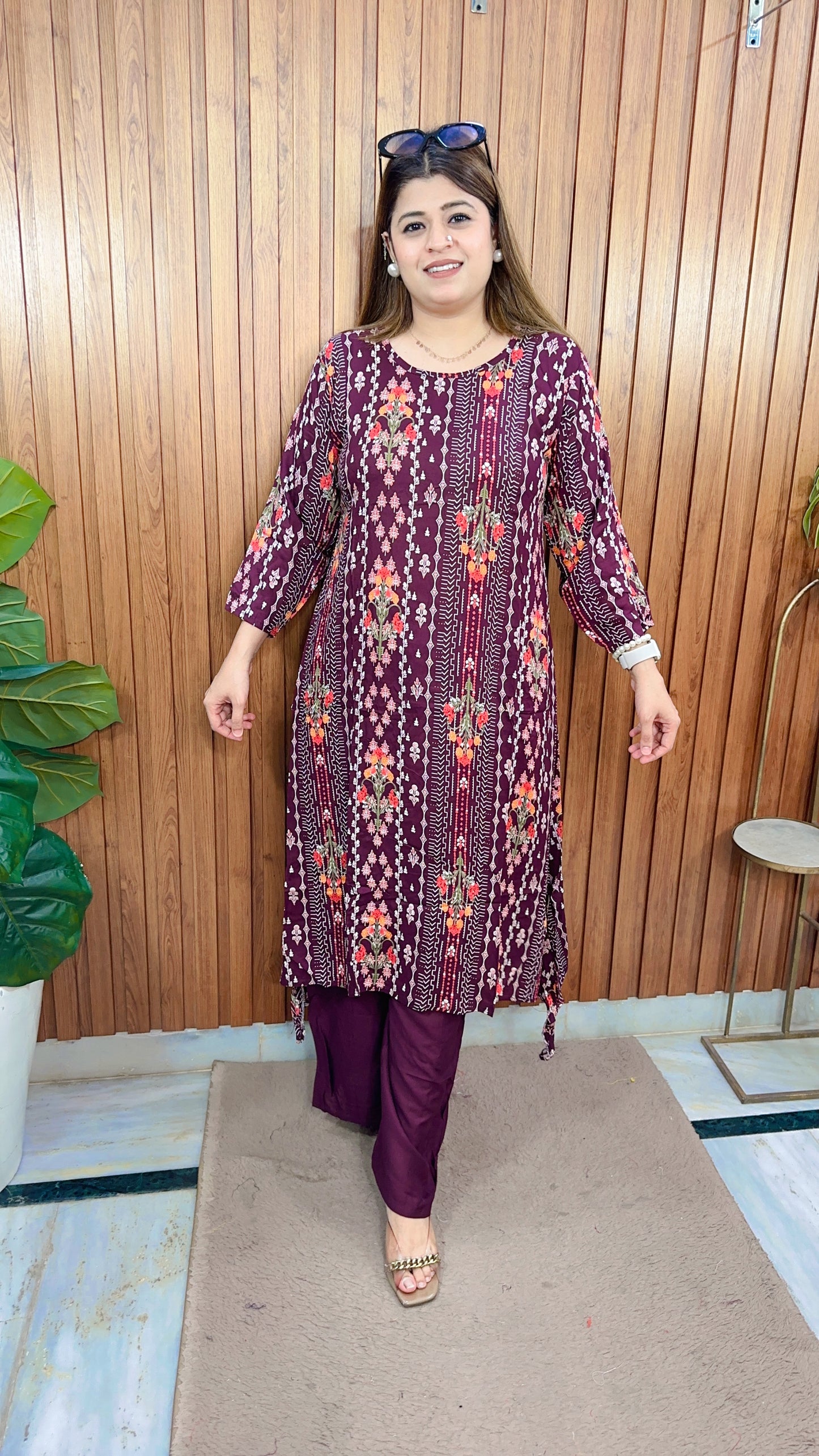 Classy C-Cut Printed Kurta Set With Plazo