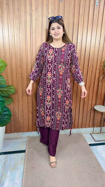 Classy C-Cut Printed Kurta Set With Plazo