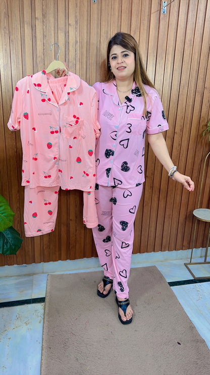 Premium Hosiery Collar Night suit