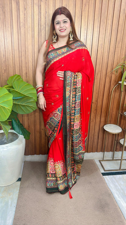 Pure Crepe Position Print Saree