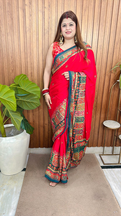 Pure Crepe Position Print Saree
