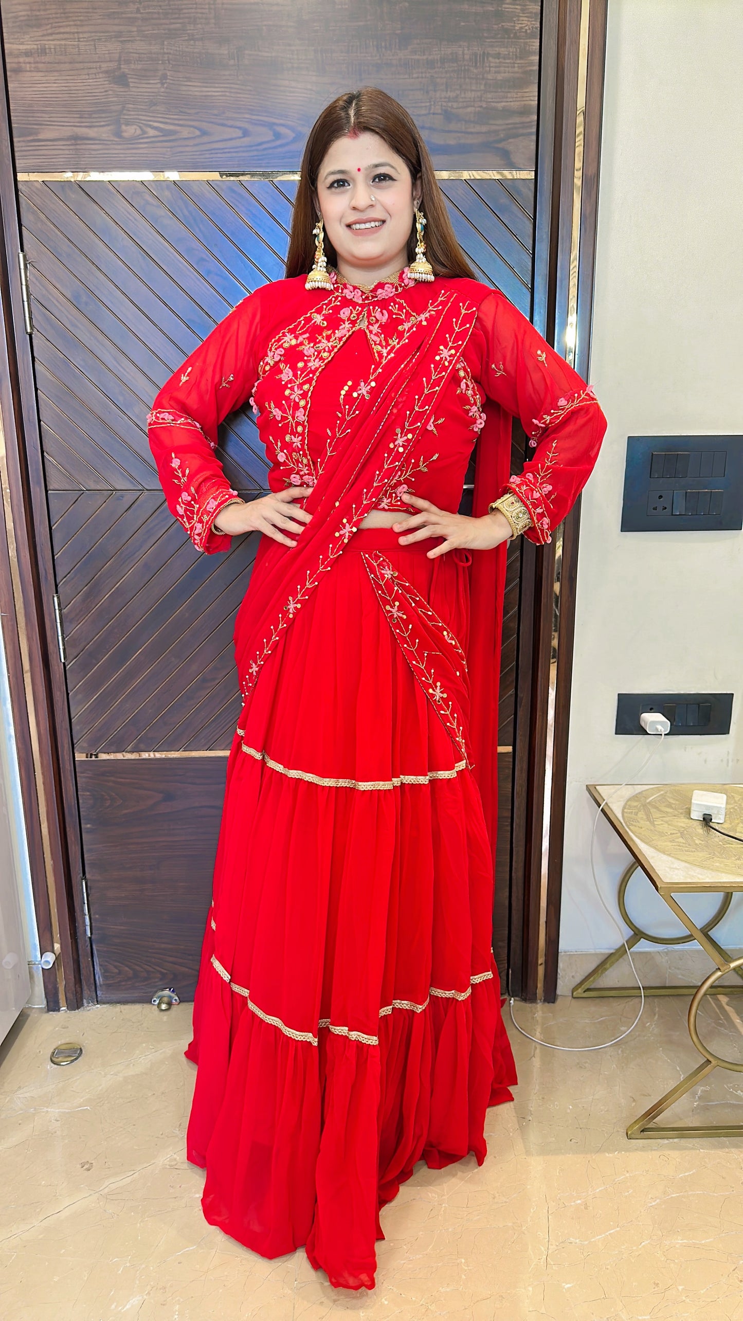 Karwa glow Drape Saree