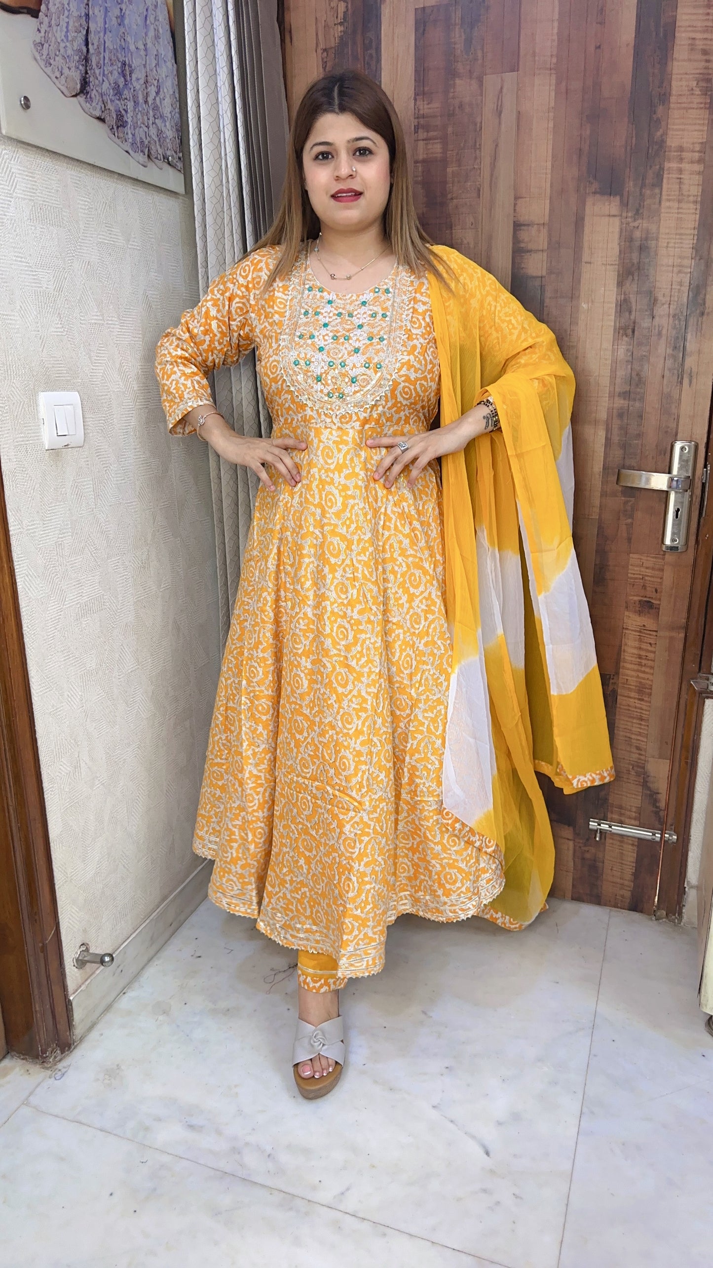 Batik Bandhani Anarkali Suit