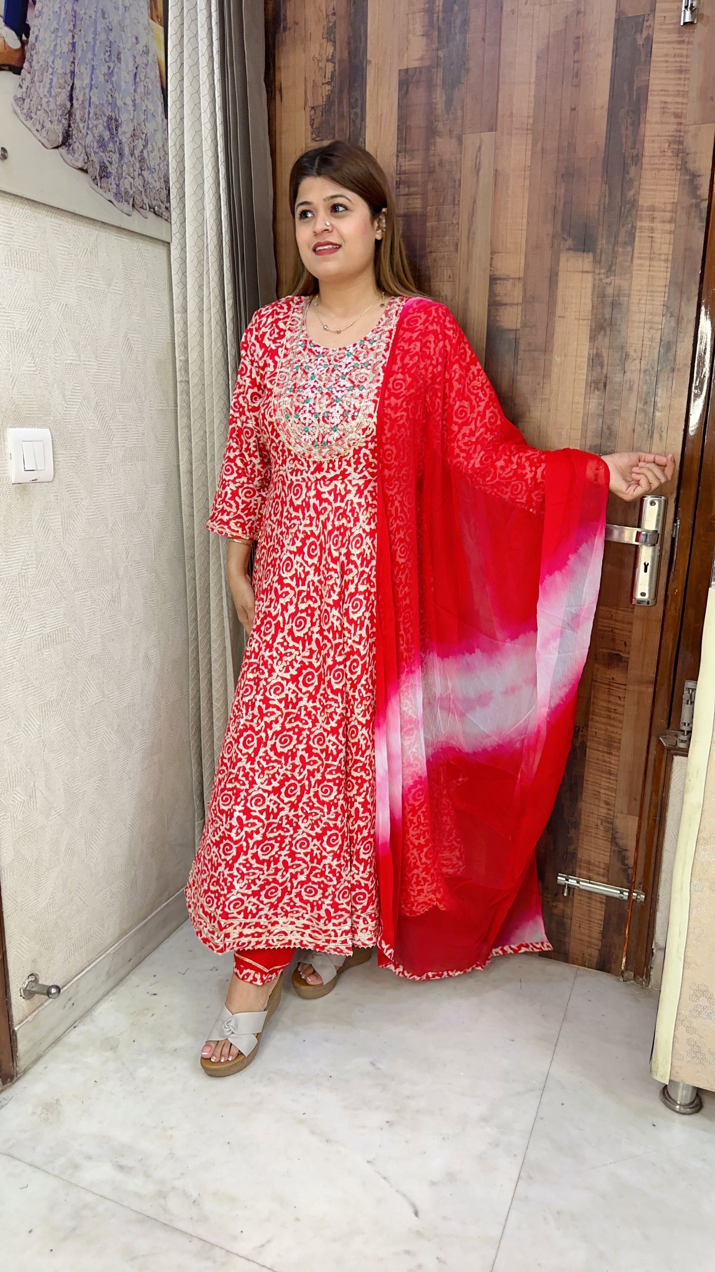 Batik Bandhani Anarkali Suit