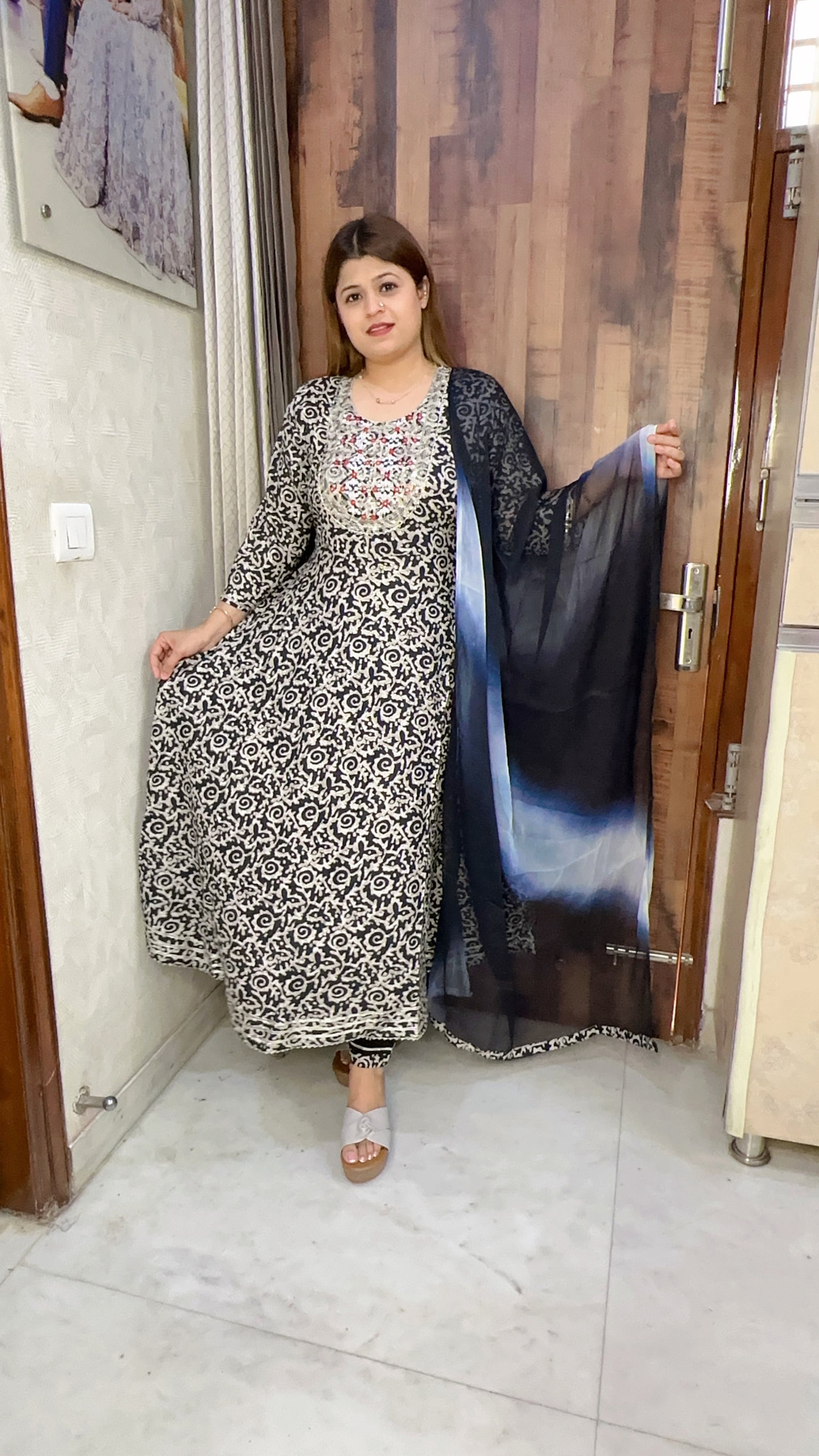 Batik Bandhani Anarkali Suit