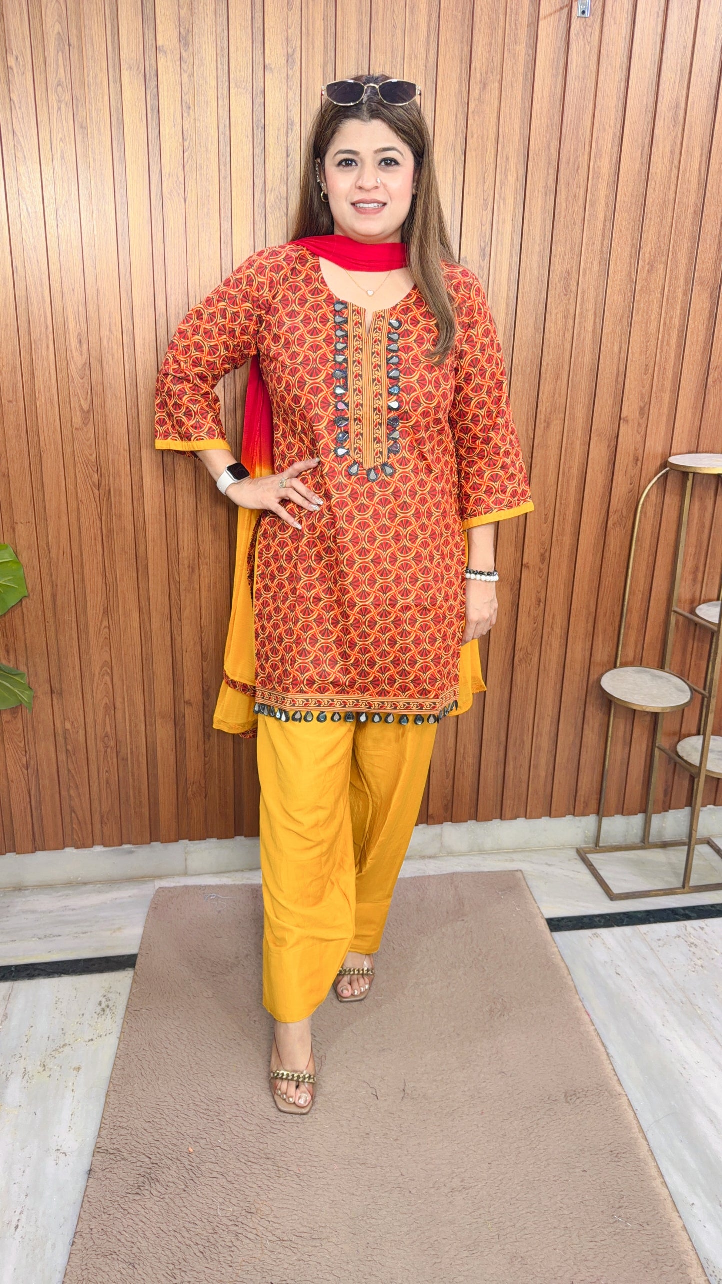 Navira Cotton Printed Farshi Three Piece Suit
