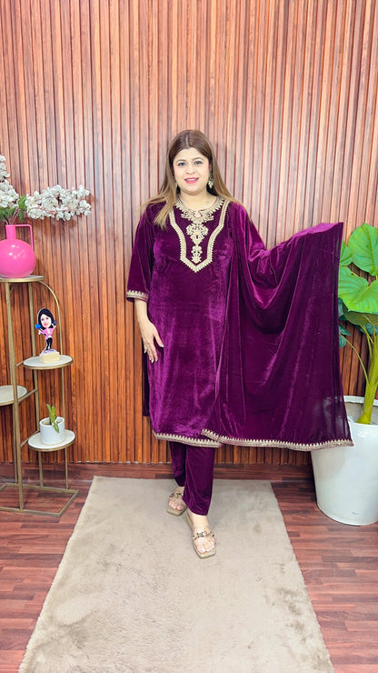 Raj Rani velvet embroidery suit set