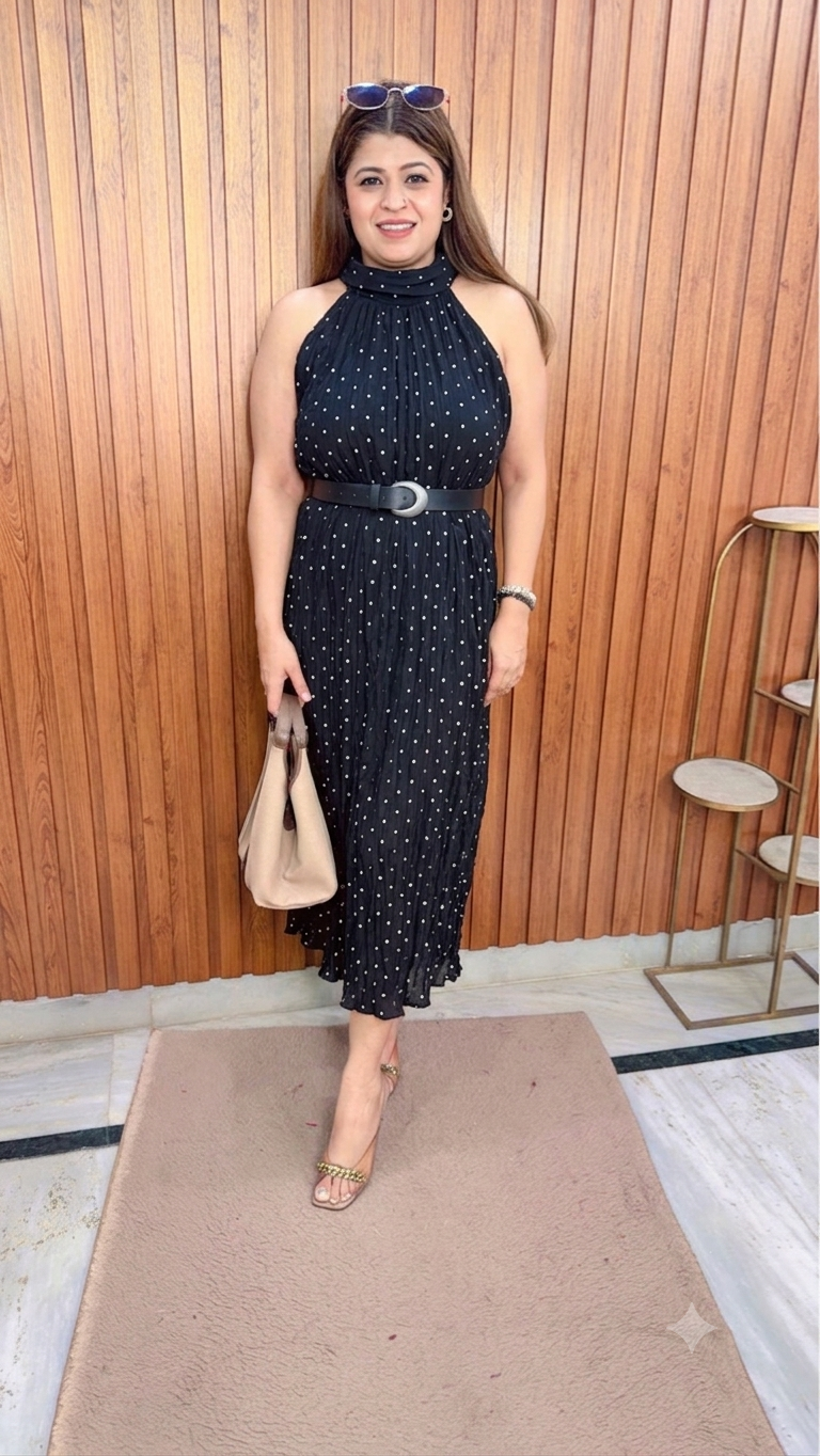 Lima Halter Neck Polka Dress