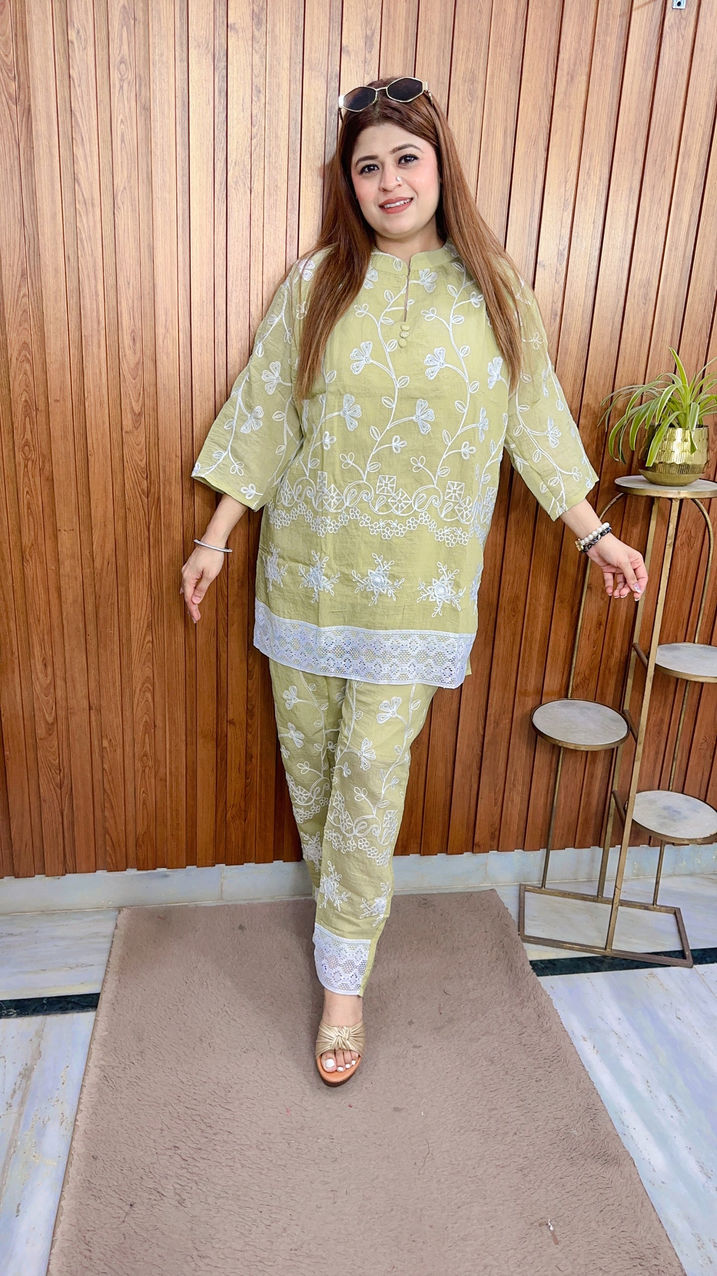 Marvi Embroidery Cotton Linen Coord set