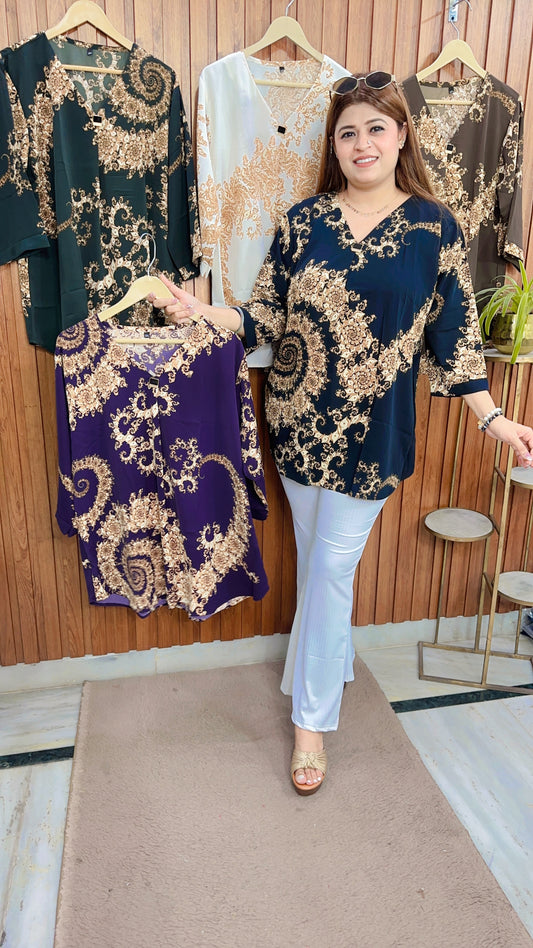 Paisley Print Crepe Top