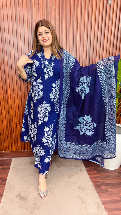 Block print pure cotton suit set