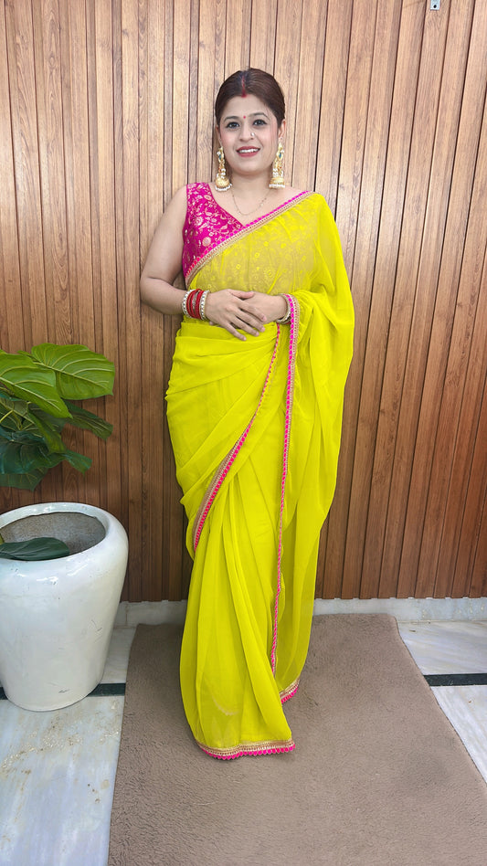 Neon Georgette Saree