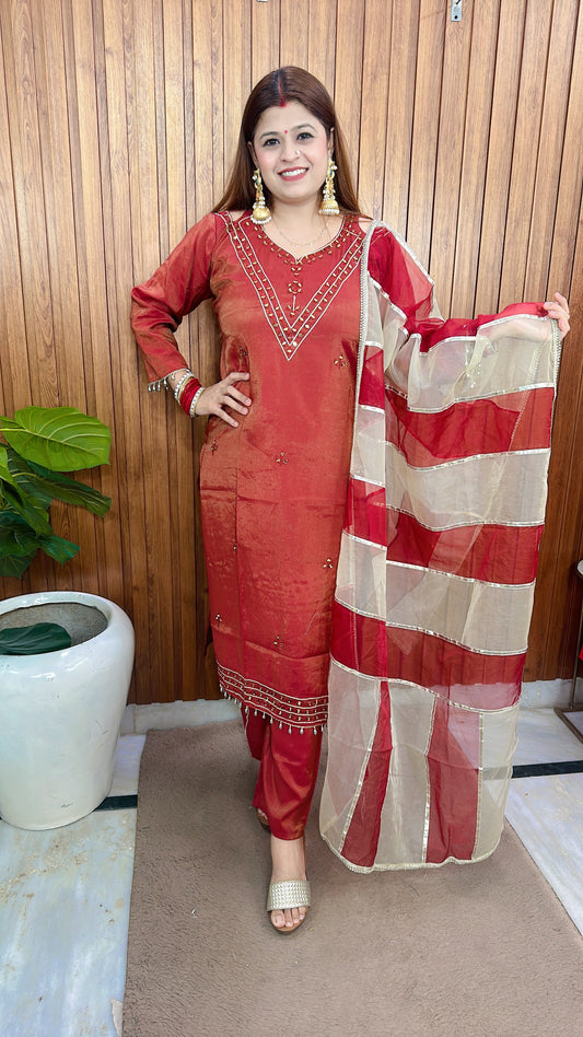 Cotton shimmer Halter neck style suit
