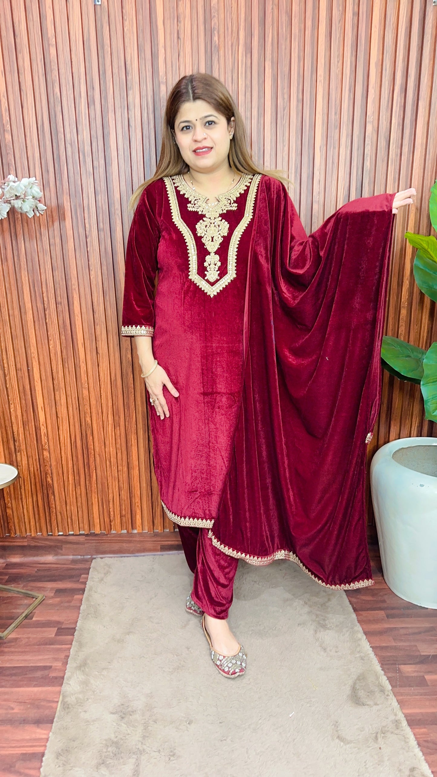 Raj Rani velvet embroidery suit set