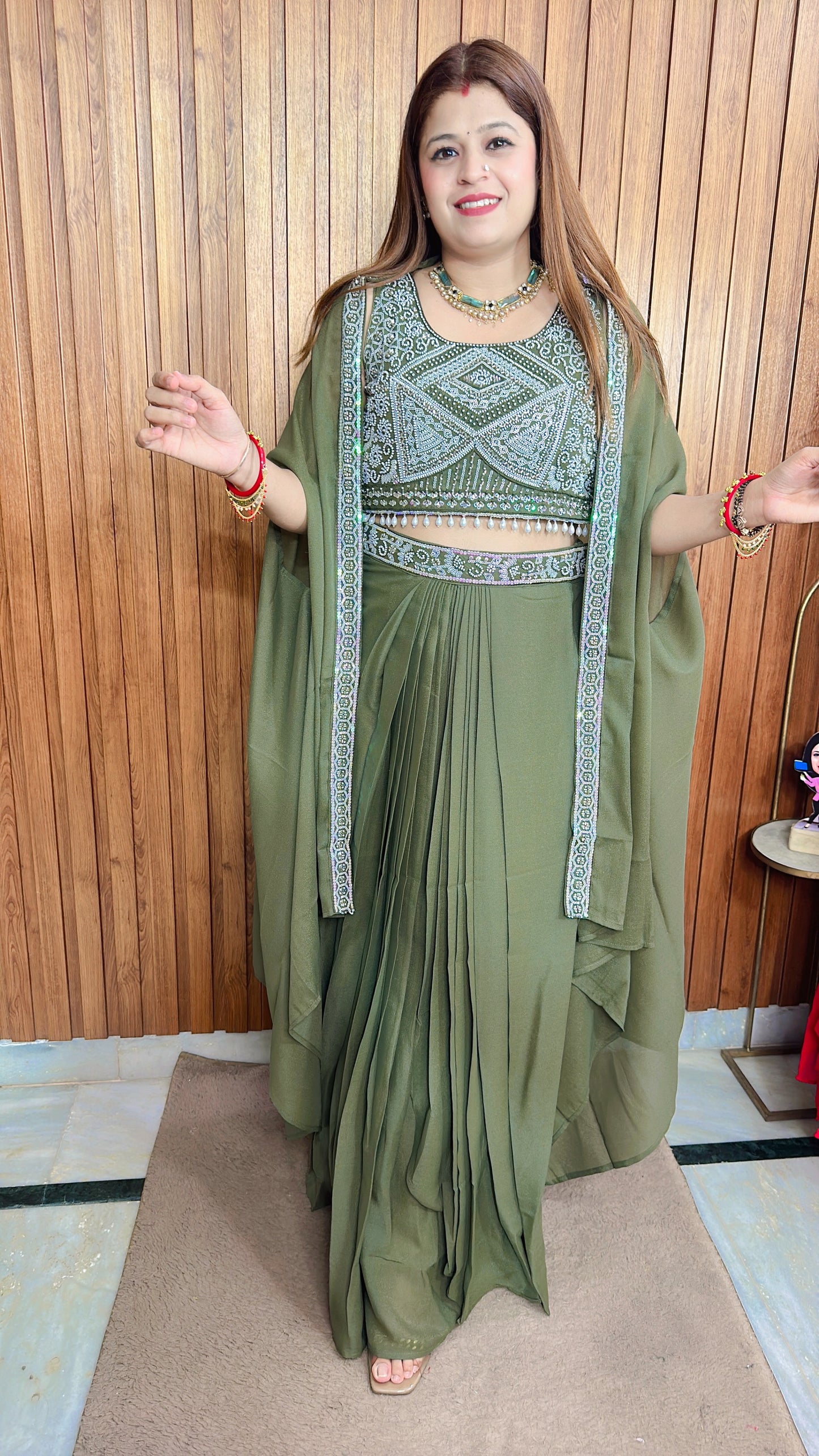 Pearl Handwork Shrug style dress