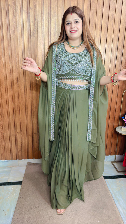 Pearl Handwork Shrug style dress