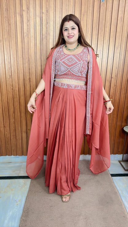 Pearl Handwork Shrug style dress