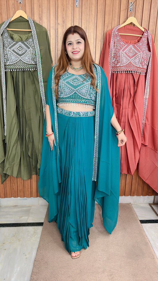 Pearl Handwork Shrug style dress
