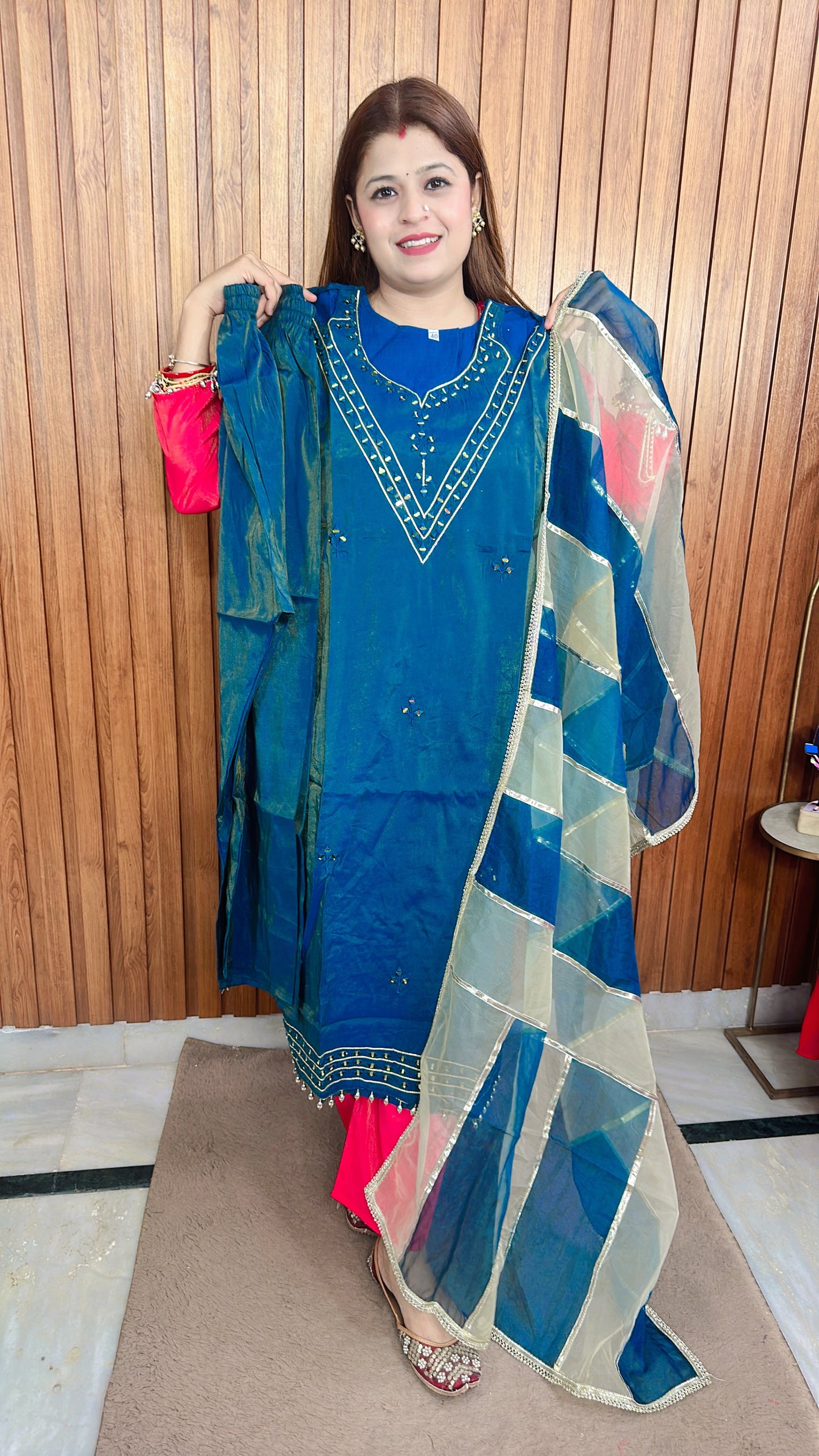 Cotton shimmer Halter neck style suit