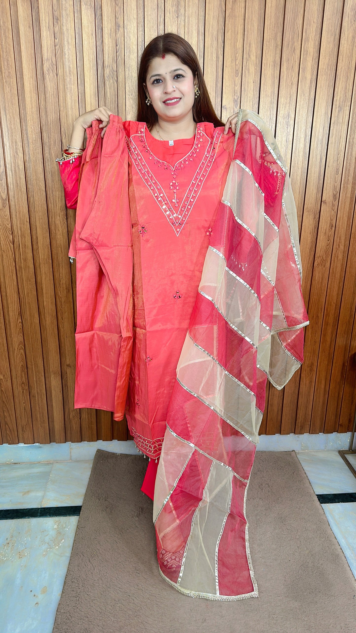 Cotton shimmer Halter neck style suit