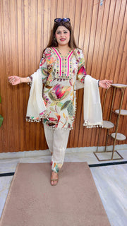 Mirror Flower Three Piece Farshi  Suit