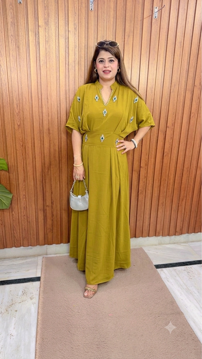 Ruby Stone Imported Crepe Dress