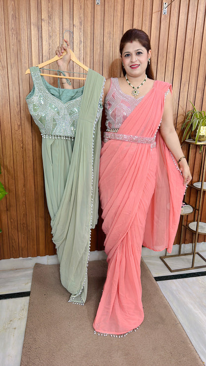Pearl Handwork Drape saree