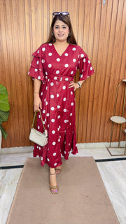 Polka Cotton Crepe Maxi Dress