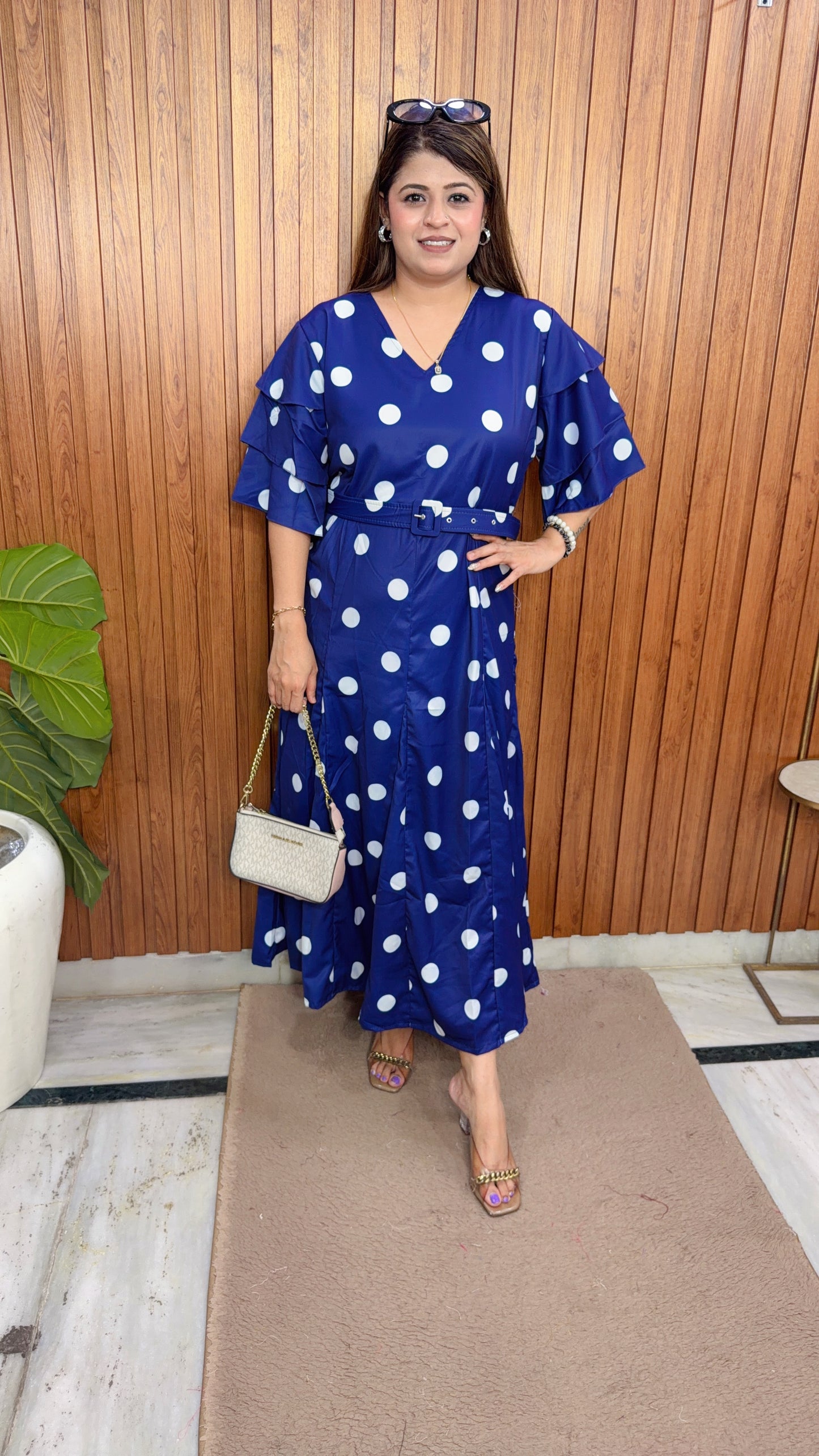 Polka Cotton Crepe Maxi Dress