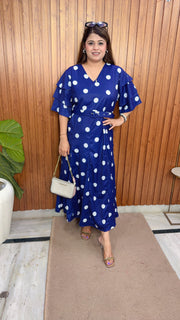 Polka Cotton Crepe Maxi Dress